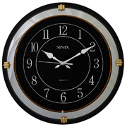 Часы настенные круглые с плавным ходом секундной стрелки Sinix 4041BLK