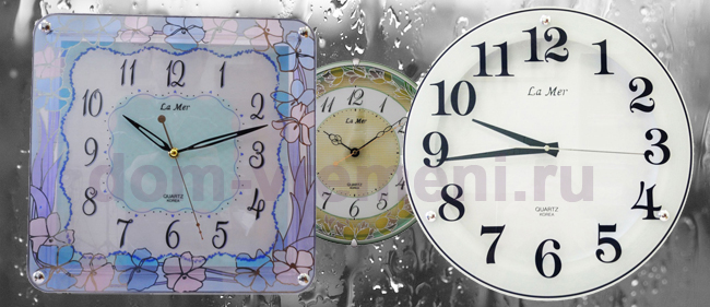 Настенные часы / Выбор настенных часов по фактуре материала корпуса часов / Настенные часы из стекла и «под стекло»