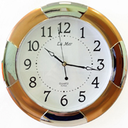 Настенные часы круглые с плавным ходом секундной стрелки и серебряными вставками La Mer GD059005