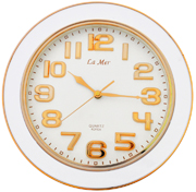 Часы настенные круглые белые с плавным ходом секундной стрелки La Mer GD003052
